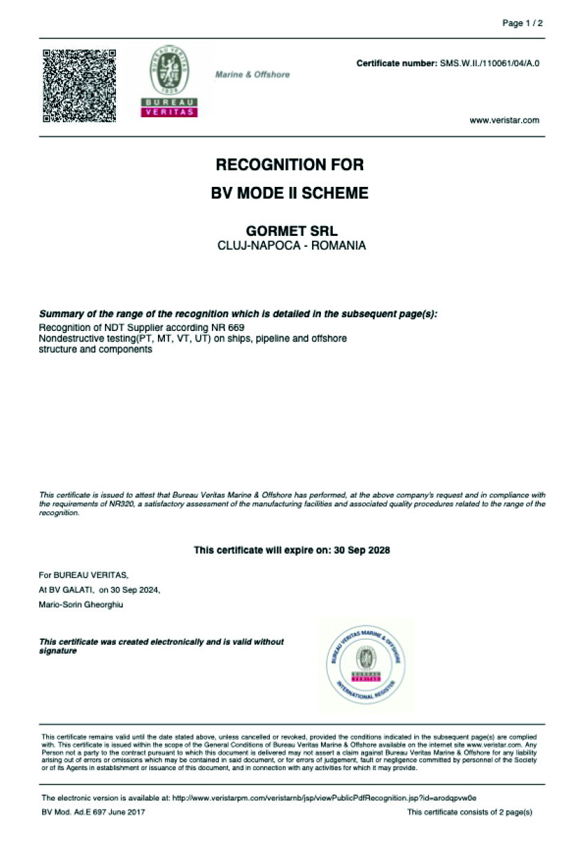 certificate approval SMS.W.II.110061.04.A.0